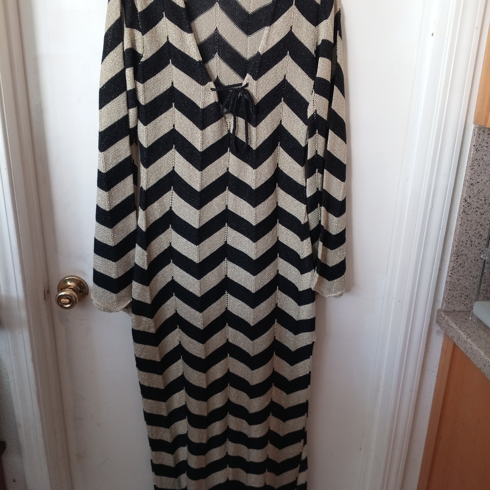 Vici Black and Gold Nikoleta Cover-up Chevron Maxi Dress